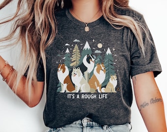 Camiseta de Collie áspero Regalo de Collie Regalos para mamá de Collie Camiseta para nueva mamá de Collie Regalo para mamá de Collie Camiseta del dueño de Collie Es una vida dura Camiseta de Collie