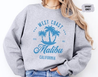 Malibu Strand Sweatshirt, Retro Malibu Rundhalsausschnitt, Vintage Malibu Sweatshirt, Sonnenuntergang Sweatshirt, Sommer Sweatshirt Oversize Malibu Surf Pullover