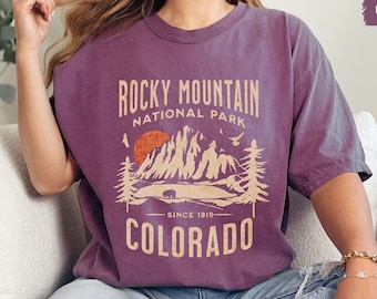 Comfort Colors Rocky Mountain shirt, Rocky Mountain National Park Tshirt Colorado Shirt Rocky Mountains Camping Trip Hiking shirt Hiking Tee