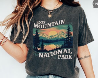 Rocky Mountain Comfort Colors shirt, Rocky Mountain National Park Tshirt Vintage Colorado State tee Rocky Mountains Camping Trip Hiking tee
