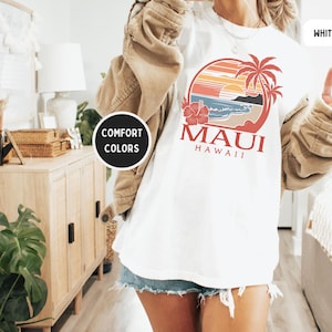Maui Hawaii Comfort Colors T-shirt, Unisex Tee, Garment-Dyed Shirt, Beach Vacation Top, Summer Apparel