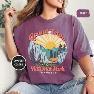 Retro Grand Teton National Park T-Shirt, Komfort Farben Shirt, Vintage T-Shirt, Berg Grafik T-Shirt, Outdoor Abenteuer Kleidung