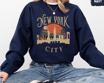 New York City Sweatshirt, Vintage New York Pullover, New York City Skyline Rundhalsausschnitt, New York Souvenir, NYC Sweatshirt, New York Geschenke