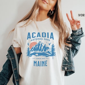 Acadia National Park Comfort Colors shirt, Vintage Maine tshirt Acadia National Park gifts Bar Harbor trip Hiking gift Acadia Park Souvenir