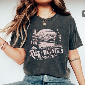Comfort Colors Rocky Mountain shirt, Vintage Rocky Mountain National Park Tshirt Colorado Shirt Rocky Mountains Camping Trip Hiking shirt