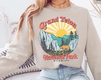 Sudadera Great Teton, jersey de cuello redondo de montaña, ropa de aventura al aire libre, regalo para amantes de la naturaleza, sudadera acogedora de montaña, sudadera de senderismo
