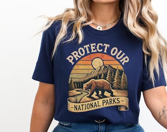 Vintage Protect our Parks Unisex Tee, Retro National Park T-Shirt, Nature Lover Gift, Outdoor Adventure Shirt, Earth Day, Conservation Gifts