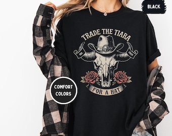 Boho-cowboyt-shirt, western cowgirl rodeo-shirt, vintage stijl countryshirt, zachte katoenen top, cadeau voor haar