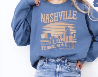 Vintage Nashville Sweatshirt, Retro Music City Jumper, Nashville Tennessee Pullover, Nashville Souvenir Apparel, Music Lover Gift, Nashville