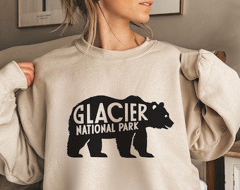 Glacier National Park Sweatshirt, Vintage Montana Sweatshirt, Glacier National Park gifts Glacier Souvenir Hiking shirt Camping Trip sweater
