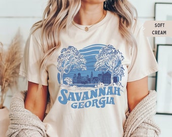 Savannah Georgia camisa Vintage Georgia State camiseta Retro Savannah Recuerdo regalo Georgia viaje camiseta Viaje por carretera Vintage Antique Style Tee
