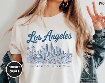 Los Angeles Comfort Colors Shirt, Vintage Skyline Graphic Tee, Retro California Travel Souvenir T-Shirt
