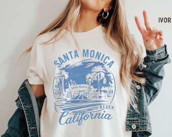 Santa Monica California Comfort Colors shirt, California Shirt Beach shirt Vacation tee Los Angeles Apparel Santa Monica Souvenir Gift Ideas
