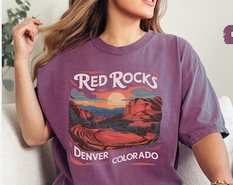 Vintage Red Rocks Colorado Shirt Denver Colorado Rock Comfort Colors shirt Red Rocks Concert Souvenir Mountain Hiking tee Music Festival Tee