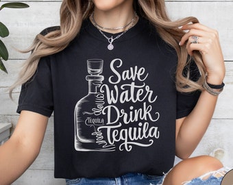 水を節約してテキーラを飲む、快適な色のシャツ、テキーラシャツ、面白いテキーラTシャツ、テキーラを飲むTシャツ、テキーラTシャツ、テキーラシャツギフト