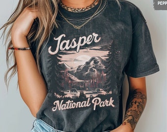 Camiseta vintage jasper parque nacional, jasper conforto cores camisa jasper camiseta montanhas rochosas canadenses montanhas rochosas presentes de grandes dimensões canadá