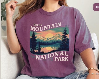 Rocky Mountain Comfort Colors shirt, Rocky Mountain National Park Tshirt Vintage Colorado State tee Rocky Mountains Camping Trip Hiking tee