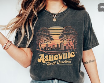 Vintage Asheville Comfort Colors Shirt, Retro North Carolina Tshirt, Asheville Souvenir, Asheville Mountain Shirt, Travel shirt, Hiking tee