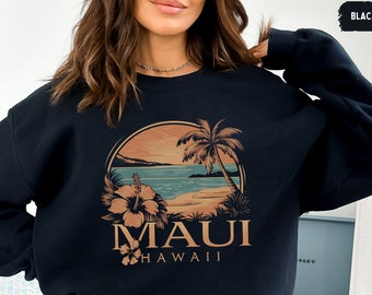 Sweat-shirt Maui Hawaii Pull vintage Maui Hawaii vacances voyage souvenir plage chemise Aloha State noix de coco fille cadeau Maui Beachy