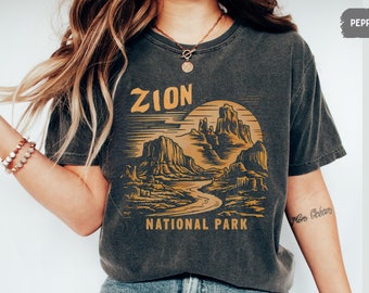 Zion National Park shirt, Comfort Colors Utah tshirt, Vintage Zion National Park gift Zion National Park Sweater Hiking souvenir Camping tee