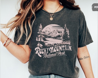 Comfort Colors Rocky Mountain shirt, Vintage Rocky Mountain National Park Tshirt Colorado Shirt Rocky Mountains Camping Trip Hiking shirt