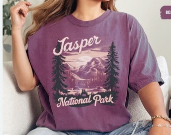 Camiseta vintage jasper parque nacional, jasper conforto cores camisa jasper camiseta montanhas rochosas canadenses montanhas rochosas presentes de grandes dimensões canadá