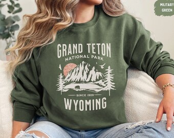 Retro Grand Teton National Park Sudadera Wyoming State Park Suéter Grand Teton Camping Sudor Grand Teton regalos Senderismo Camisa Granola Chica