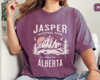 Jasper National Park shirt, Jasper Comfort Colors Shirt Vintage Jasper Tshirt Canadian Rockies tee Rocky Mountains Oversized Canada gifts