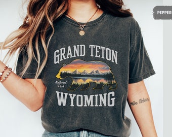 Grand Teton National Park Comfort Colors Shirt, Retro Wyoming Souvenir Shirt, Grand Teton National Park Gifts, Mountain Shirt, Bear shirt