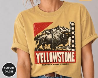 Yellowstone Bison Graphic T-shirt | Vintage National Park Travel Tee
