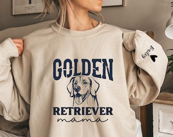 Custom Golden Retriever sweatshirt, Personalized Golden Retriever dog mom sweatshirt, Custom Golden mama, Golden Retriever mom sweatshirt