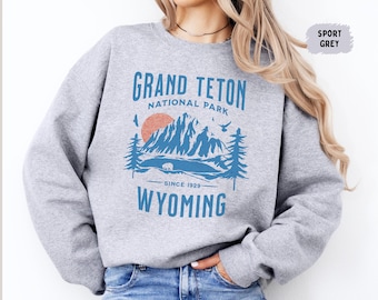 Sudadera retro del Parque Nacional Grand Teton, suéter del Parque Estatal de Wyoming, sudadera para acampar Grand Teton, regalos Grand Teton, camiseta de senderismo, chica granola