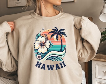 Hawaii Sweatshirt, Hawaii Crewneck, Beach Sweatshirt, Aloha Sweatshirt, Sunset Sweatshirt, Summer Sweatshirt. Surf Sweatshirt, Hawaii Hoodie
