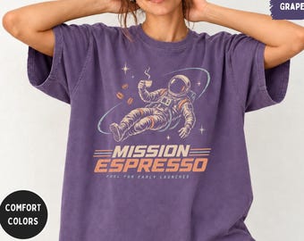 Mission Espresso Astronaut T-Shirt | Coffee Space Graphic Tee