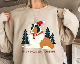 Rough Collie Christmas Sweatshirt, Collie Christmas Sweatshirt, Rough Collie Gift, Collie Dog Lovers Collie mom Sweatshirt Custom Collie dog