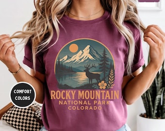 Vintage Rocky Mountain National Park T-Shirt, Retro Nature Tee, Mountain Hike Shirt, Outdoors Adventure Top, Gift for Hiker, Vintage Tee