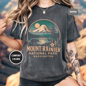 Vintage Mount Rainier National Park Comfort Colors T-shirt, Nature Lover Apparel, Washington State Graphic Tee Outdoor Adventure gift Hiking