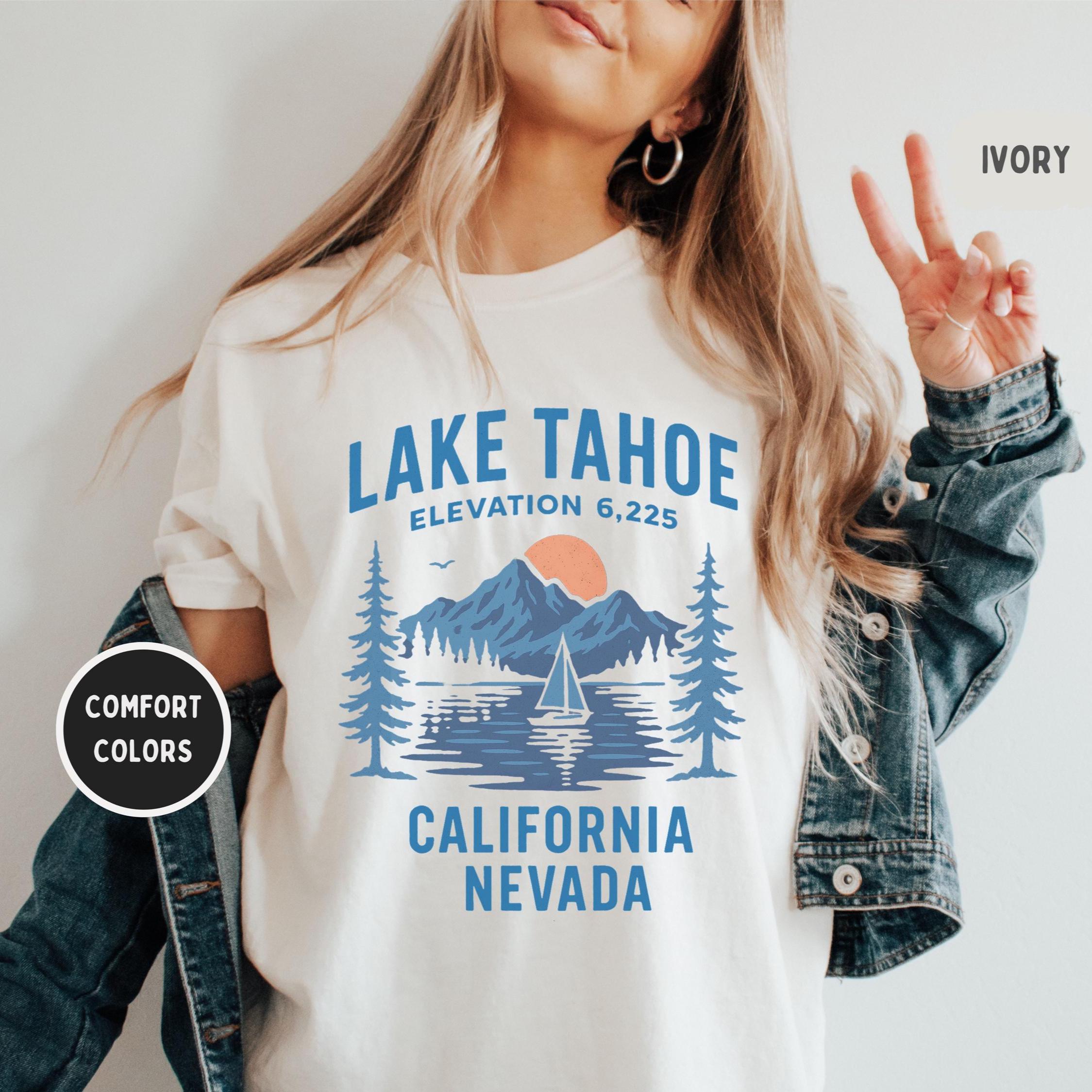 Retro Lake Tahoe Garment-Dyed T-shirt, Vintage Comfort Colors Tee, Unisex Outdoor Shirt, Mountain Graphic Tee, Lake Lover Gift