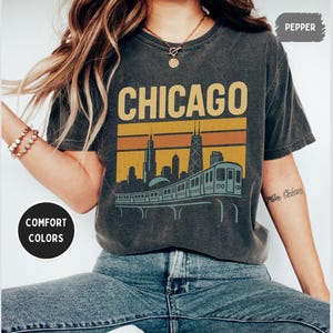 Vintage Chicago Comfort Colors T-shirt, Unisex Tee Shirt, Retro Illinois Apparel, Soft Graphic Tee, Distressed Midwest Shirt