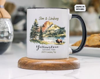 Personalized Yellowstone National Park Coffee Mug, Custom National Park Mug, Unique Gift for Hikers, Adventure Enthusiast Mug, Outdoor
