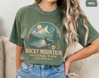 Vintage Rocky Mountain National Park T-Shirt, Retro Nature Tee, Mountain Hike Shirt, Outdoors Adventure Top, Gift for Hiker, Vintage Tee