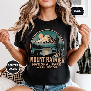 Vintage Mount Rainier National Park Comfort Colors T-shirt, Nature Lover Apparel, Washington State Graphic Tee Outdoor Adventure gift Hiking