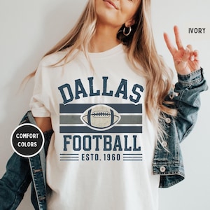 Vintage Dallas Football Comfort Colors Shirt - Unisex Tee, Retro Dallas Team T-shirt, Distressed Sports Apparel, Gift for Football Fans,