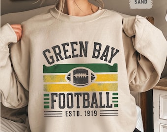 Vintage Green Bay Football Sweatshirt, Retro Green Bay Sports Crewneck, Classic Football Fan Jumper, Green Bay Athletic Apparel