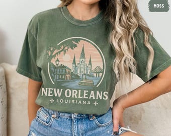 Retro New Orleans Louisiana T-Shirt, Komfortfarben Hemd, Unisex T-Shirt, Vintage NOLA Top, French Quarter T-Shirt, Souvenir Geschenk