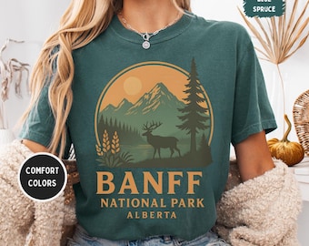 Banff National Park Alberta Comfort Colors Shirt, Unisex Tee for Nature Lovers, Mountain Graphic Tee, Canadian Vacation Souvenir, Outdoor