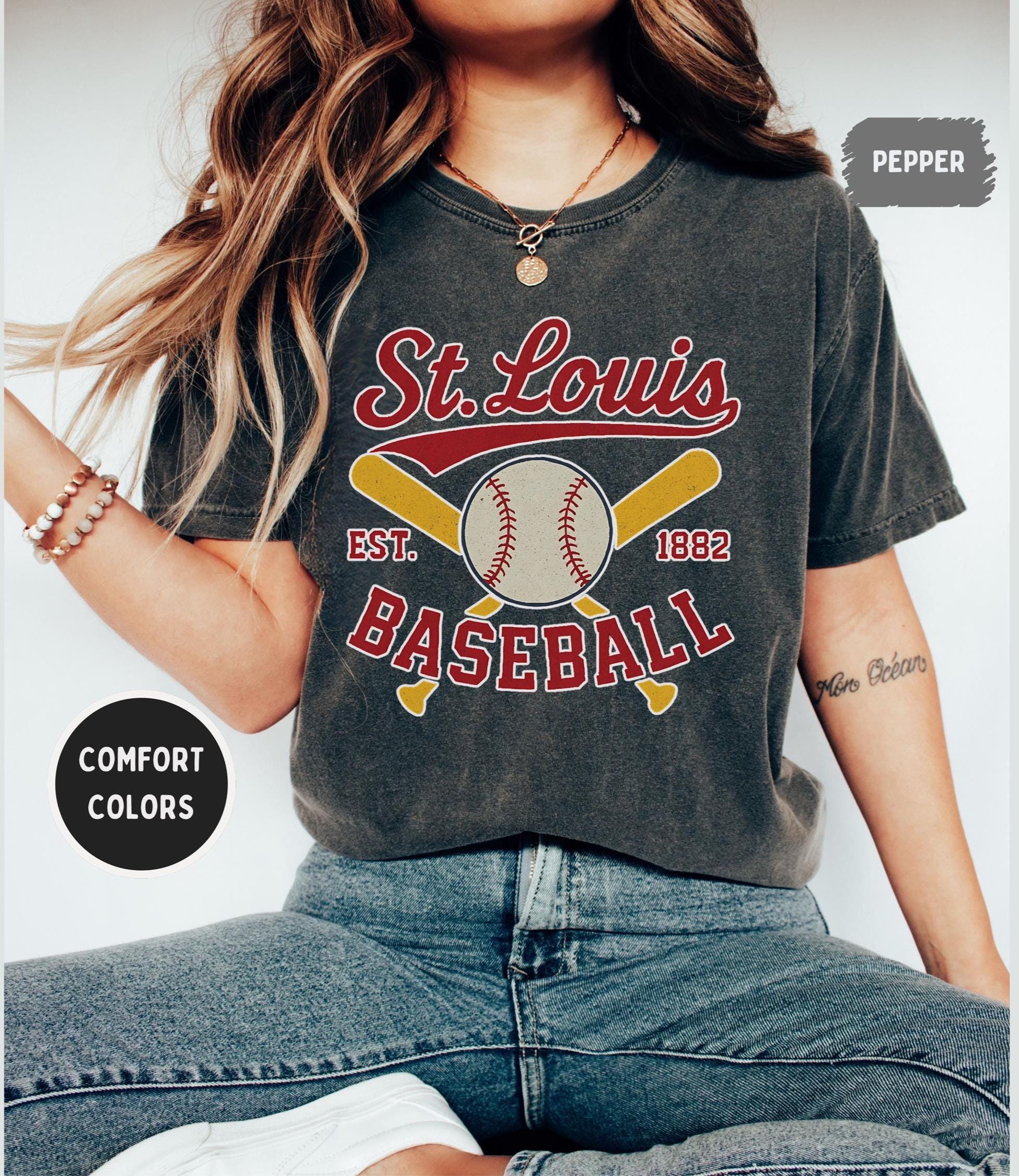 Retro St Louis Baseball Comfort Colors T-shirt, Vintage Baseball Tee, STL Baseball Shirt, Baseball Fan Gift, St. Louis Baseball Fan Gift
