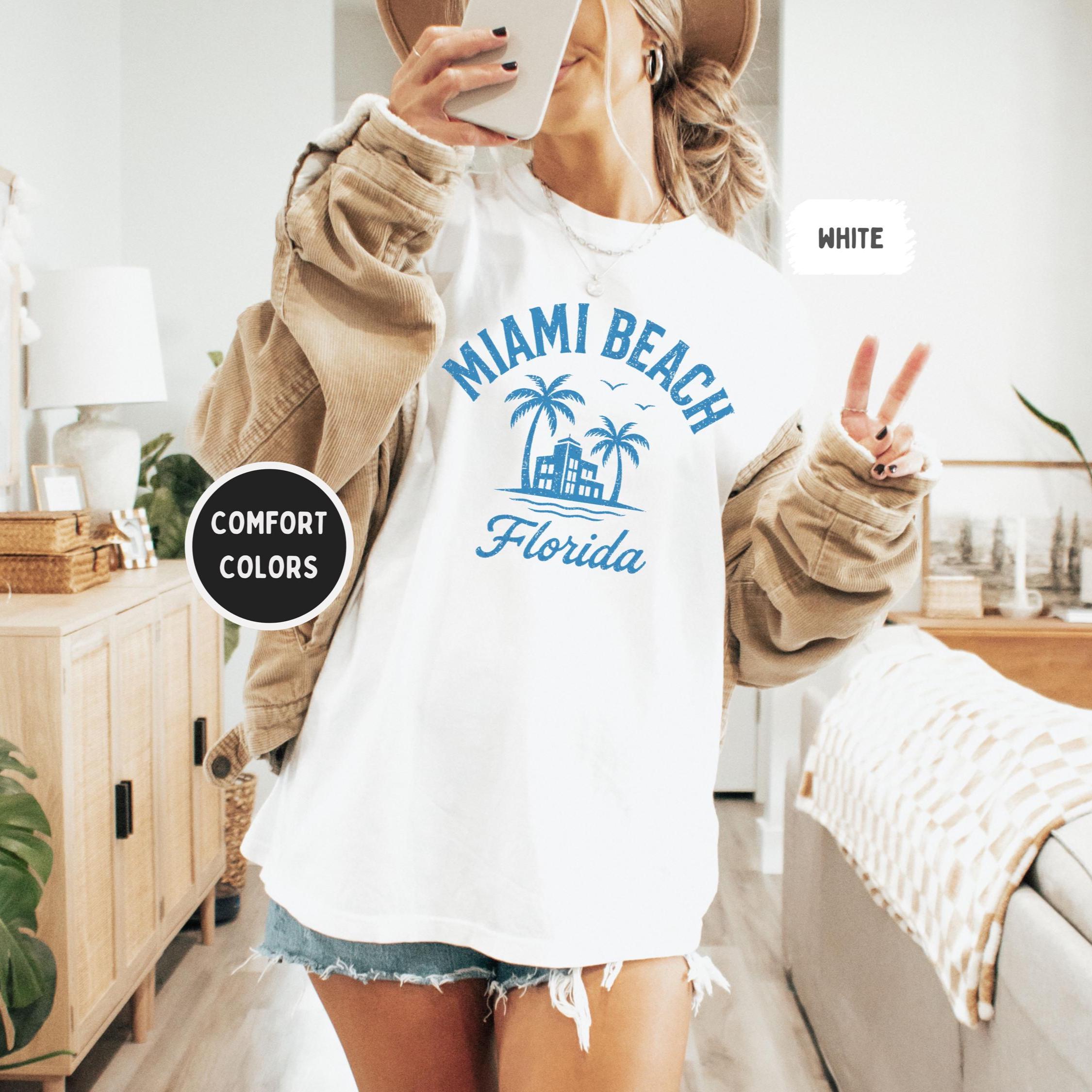 Retro Miami Beach Comfort Colors T-shirt, Vintage Miami Beach Tee