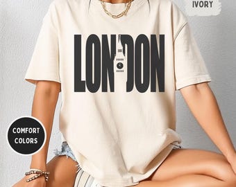 London Comfort Colors Unisex Garment-Dyed T-shirt, British England Tee, Soft Cotton Shirt, Travel Souvenir Top, Vintage Gift Idea