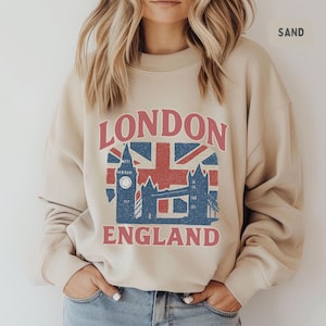 Vintage London Sweatshirt, Retro England Jumper, Cool UK Crewneck, Classic British Pullover, London Travel Top